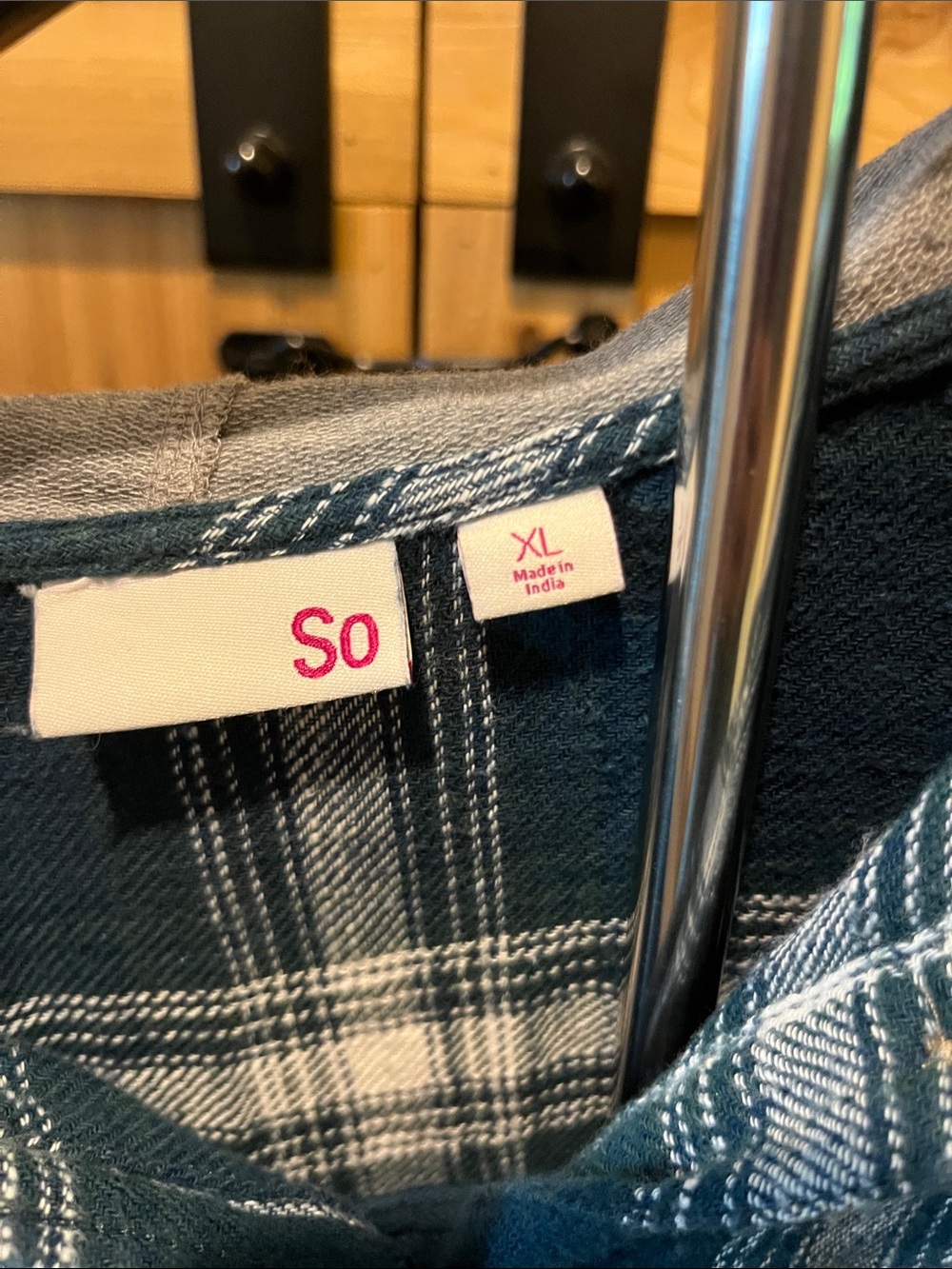 SO Turquoise Plaid Button-Down Hooded Shirt - Picture 2 of 10